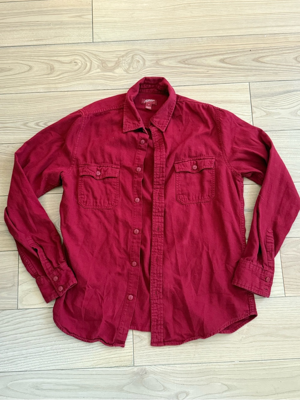 Arizona Jean Company Burgundy Button-Down Shirt 100% Cotton